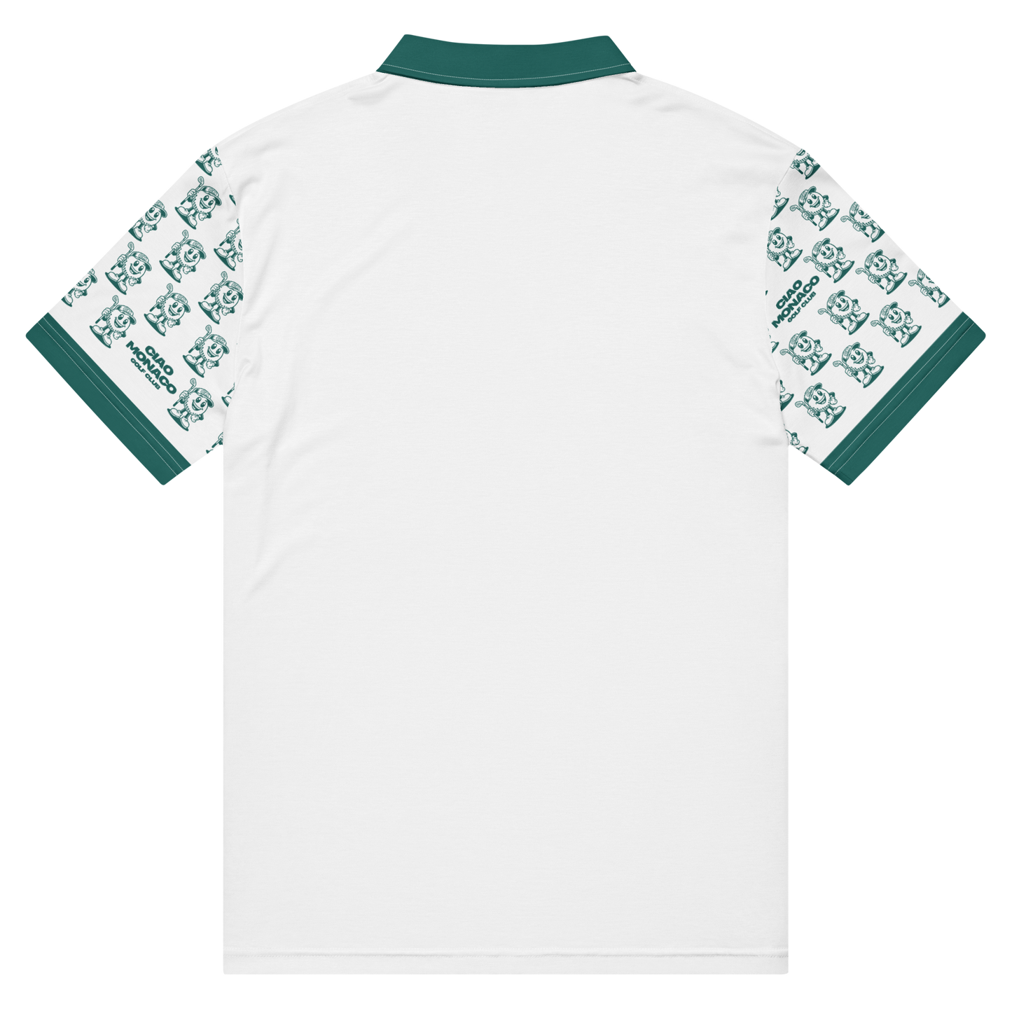 Full back view of polo shirt with breathable fabric and modern athletic fit