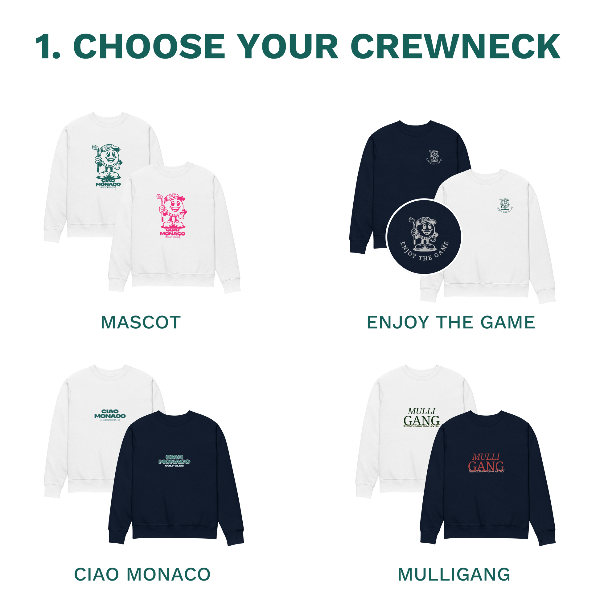 Ciao Monaco crew neck golf sweater in vibrant design, combining comfort and fashion for cooler days on the green.