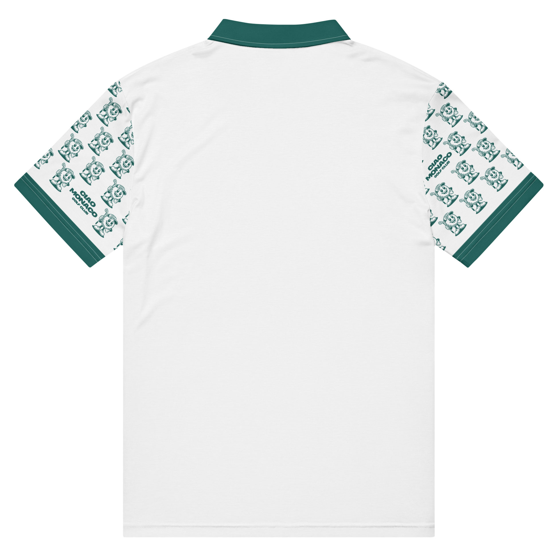 Full back view of polo shirt with breathable fabric and modern athletic fit